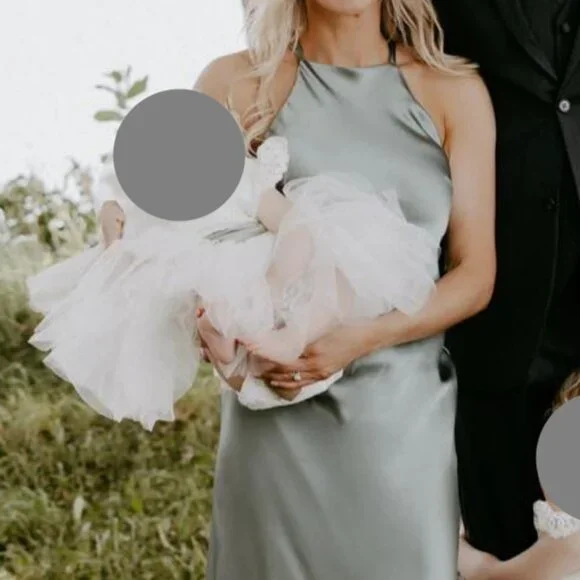 Mori Lee Madeline Gardner Moss Luxe Satin - High Neck Bridesmaid Dress - Picture 4 of 4